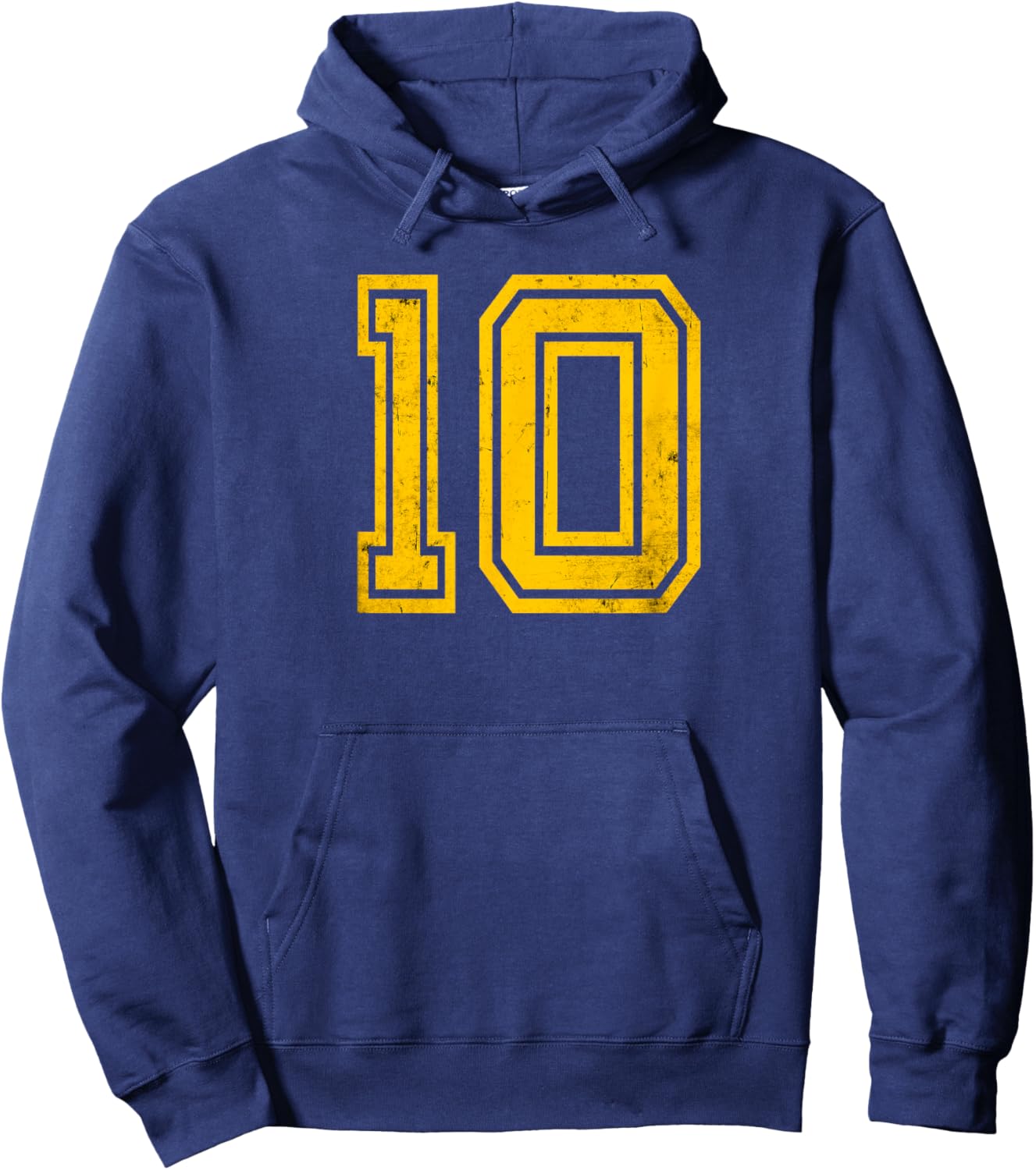 Number #10 Distressed Yellow Number Hoodie - Hoodie | Navy