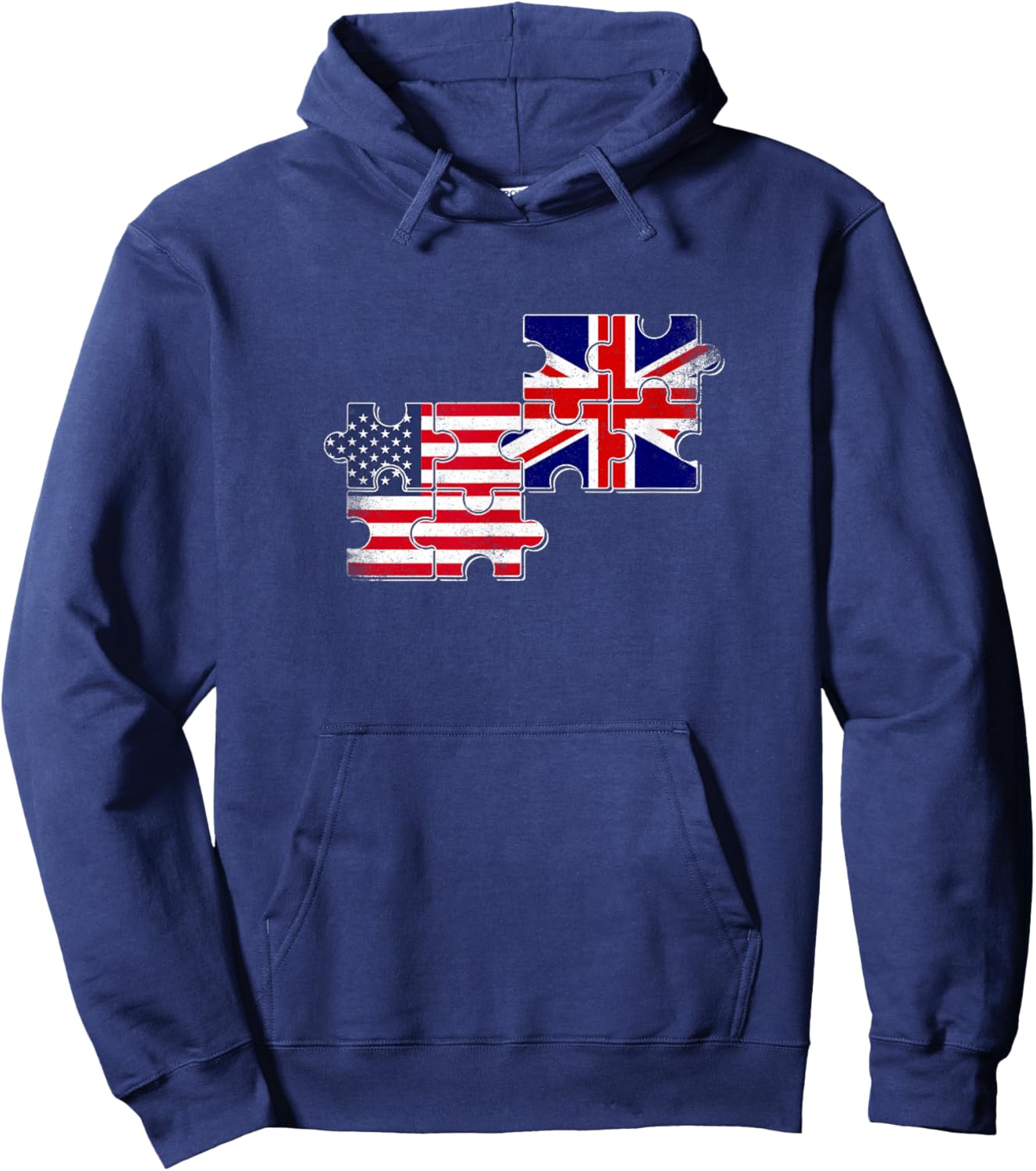 Great Britain USA Flag British Roots American Hoodie - Hoodie | Navy