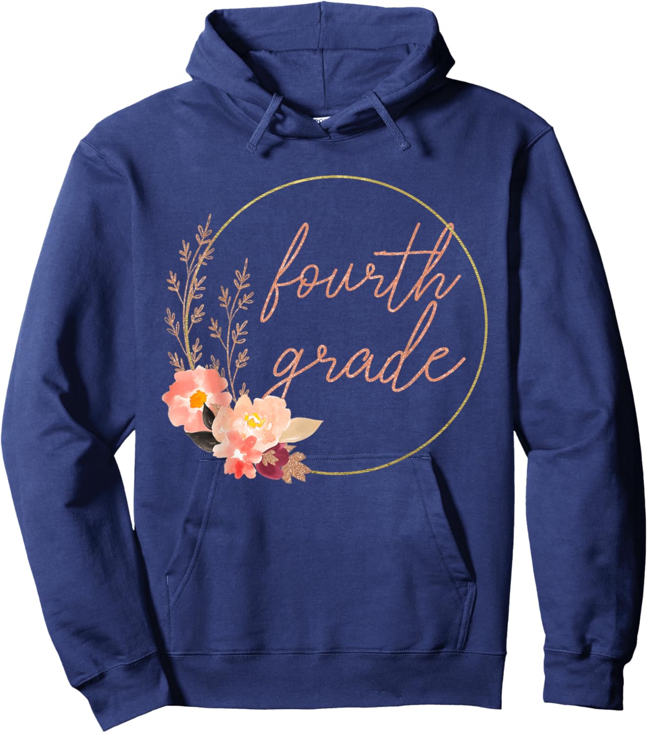 Floral Fourth Grade Teacher Student 4th Grade Squad Crew Hoodie - Hoodie | Navy