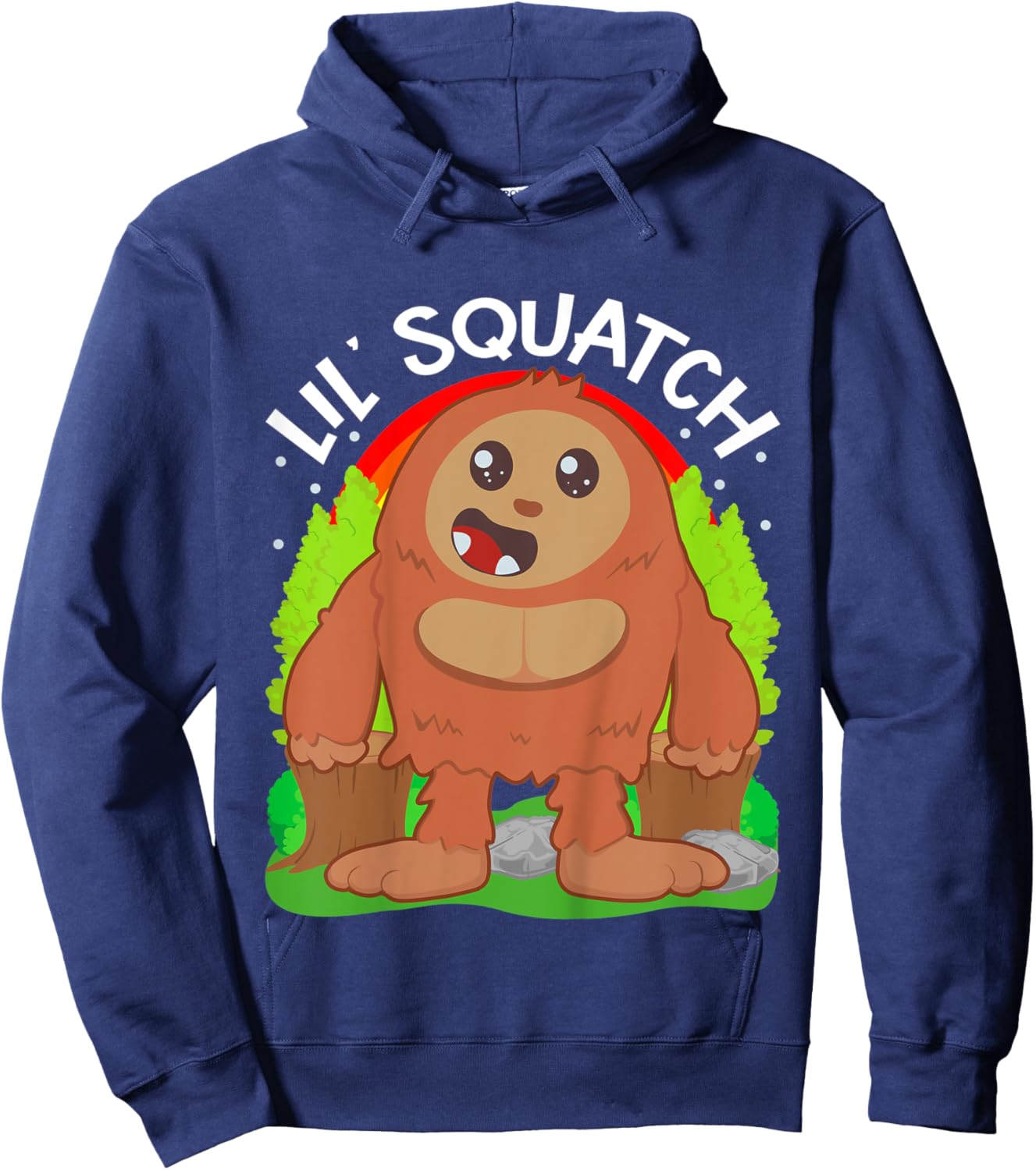Kids Lil Squatch Cute Baby Bigfoot Boys Little Sasquatch Kids Boy Hoodie - Hoodie | Navy