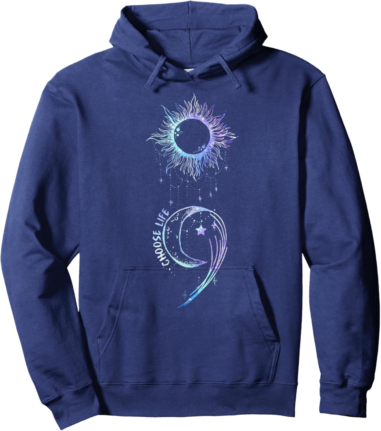 Suicide Prevention Awareness Choose Life Semicolon Gothic Hoodie - Hoodie | Navy