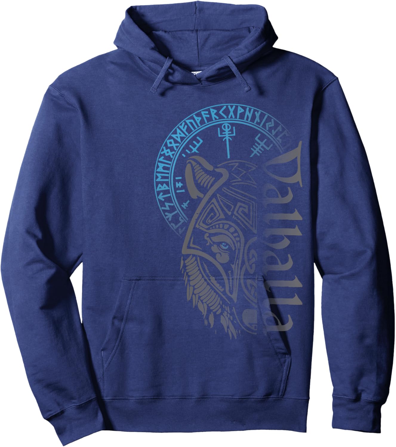 Walhalla Wolf Mask Odin Runes Nordic Compass Viking Hoodie - Hoodie | Navy