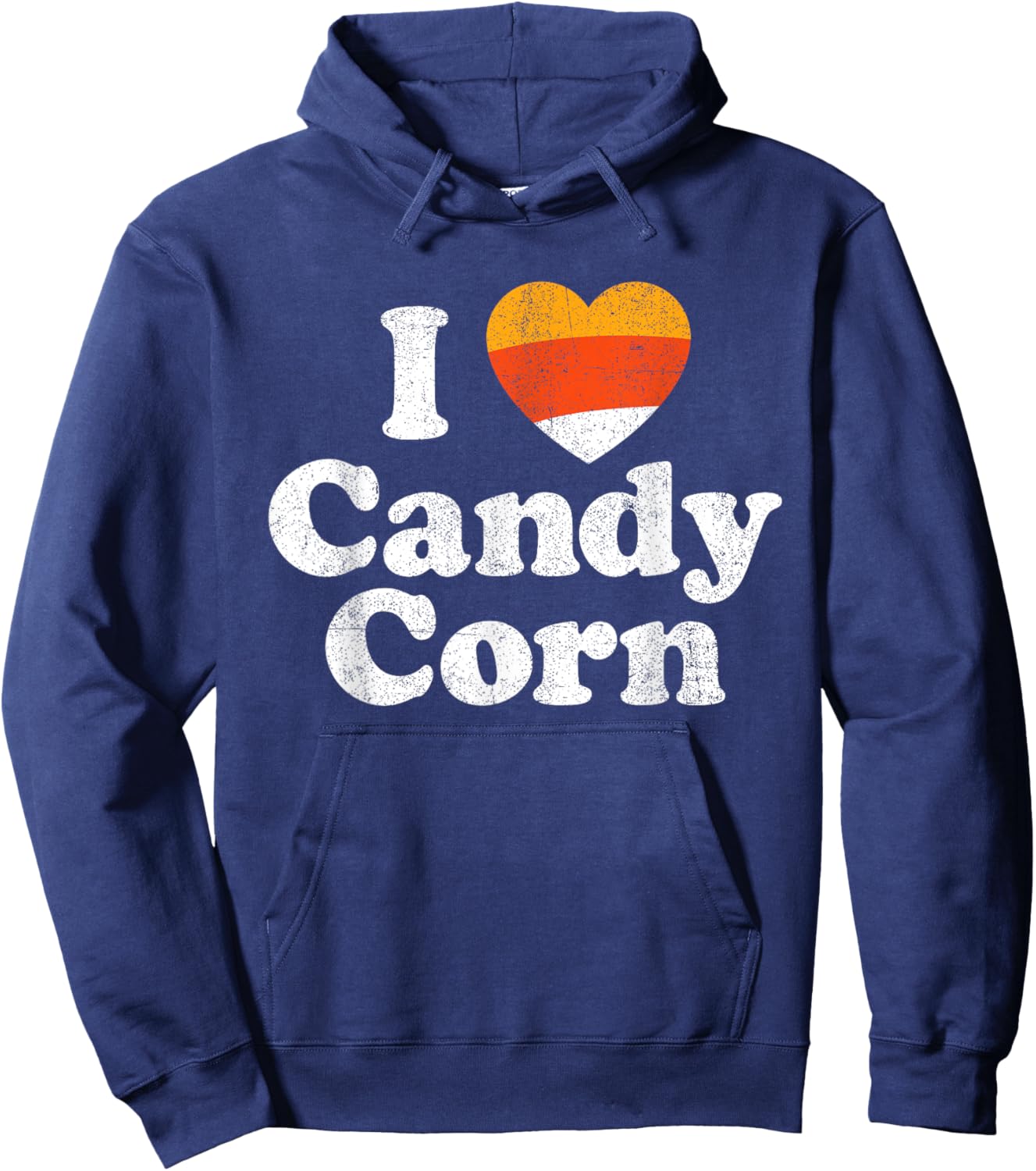 I Love Candy Corn Funny Halloween Retro 80's 70's Costume Hoodie - Hoodie | Navy