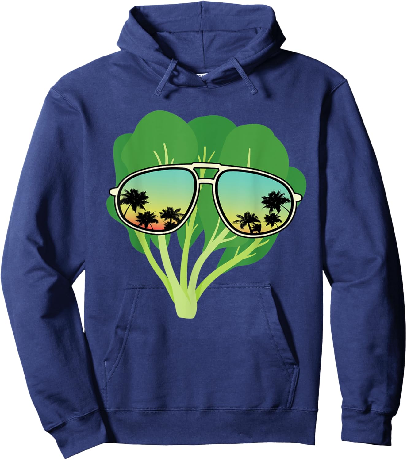 Funny Spinach With Sunglasses Outfit Love Healthy Food Hoodie - Hoodie | Navy