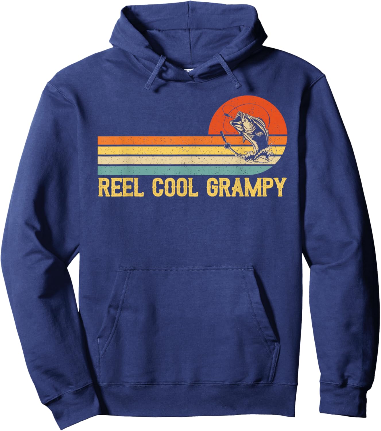 Reel Cool Grampy Fishing Shirt Funny Fish Vintage Hoodie - Hoodie | Navy