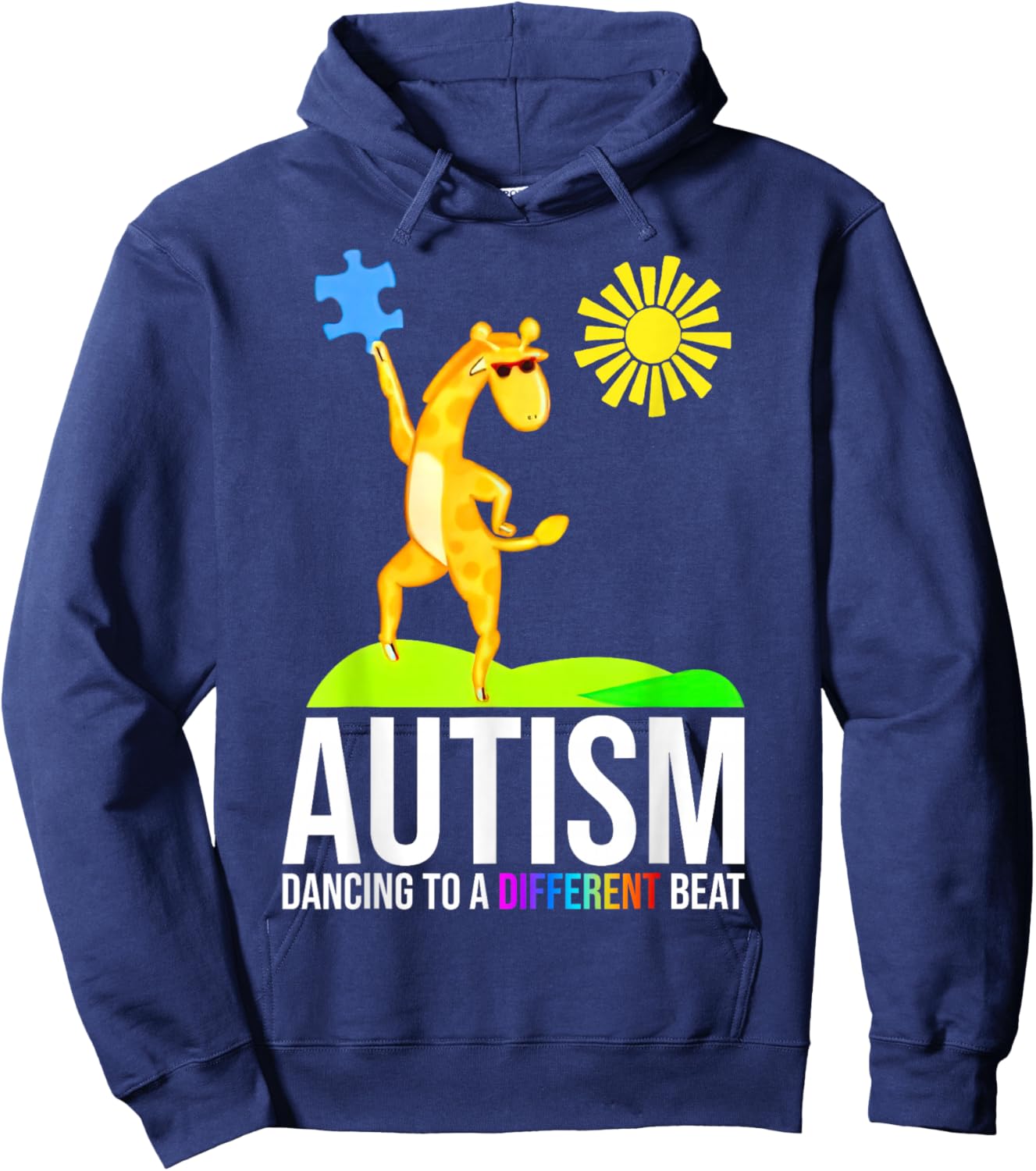 Autism Dancing To A Different Beat Funny Awareness Giraffe Hoodie - Hoodie | Navy
