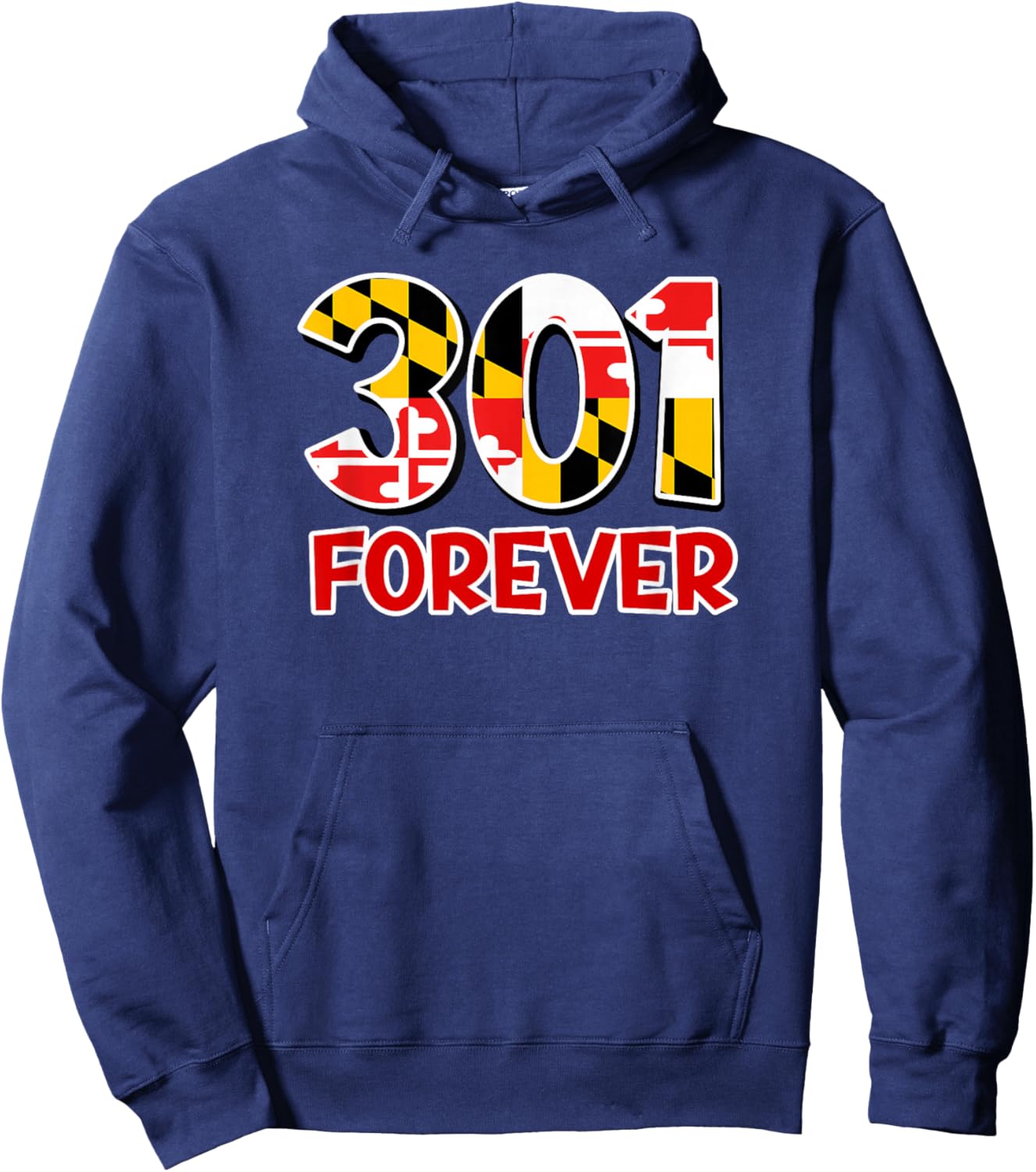 Maryland Flag 301 Area Code Souvenir Hoodie - Hoodie | Navy