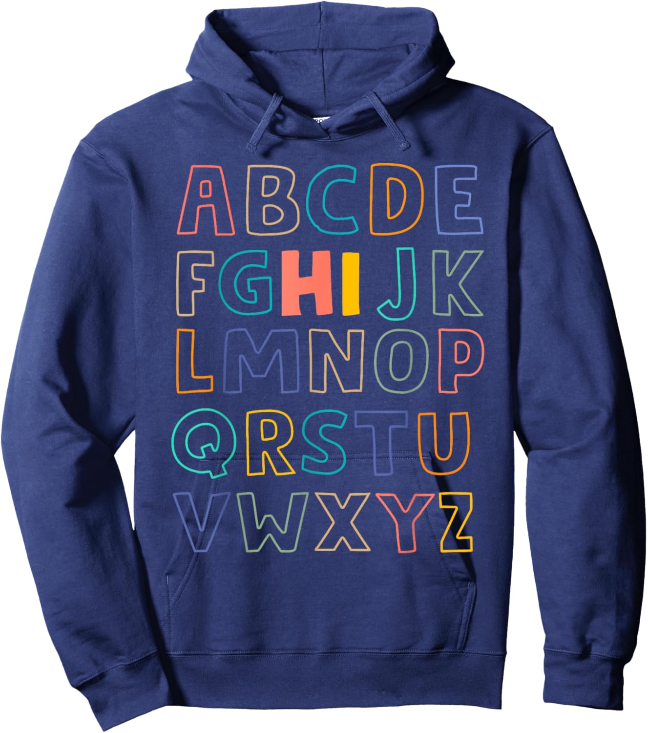 Funny Pre K Kindergarten Hi Alphabet Back To School Teachers Men Women Girls Kids Hoodie - Hoodie | Navy