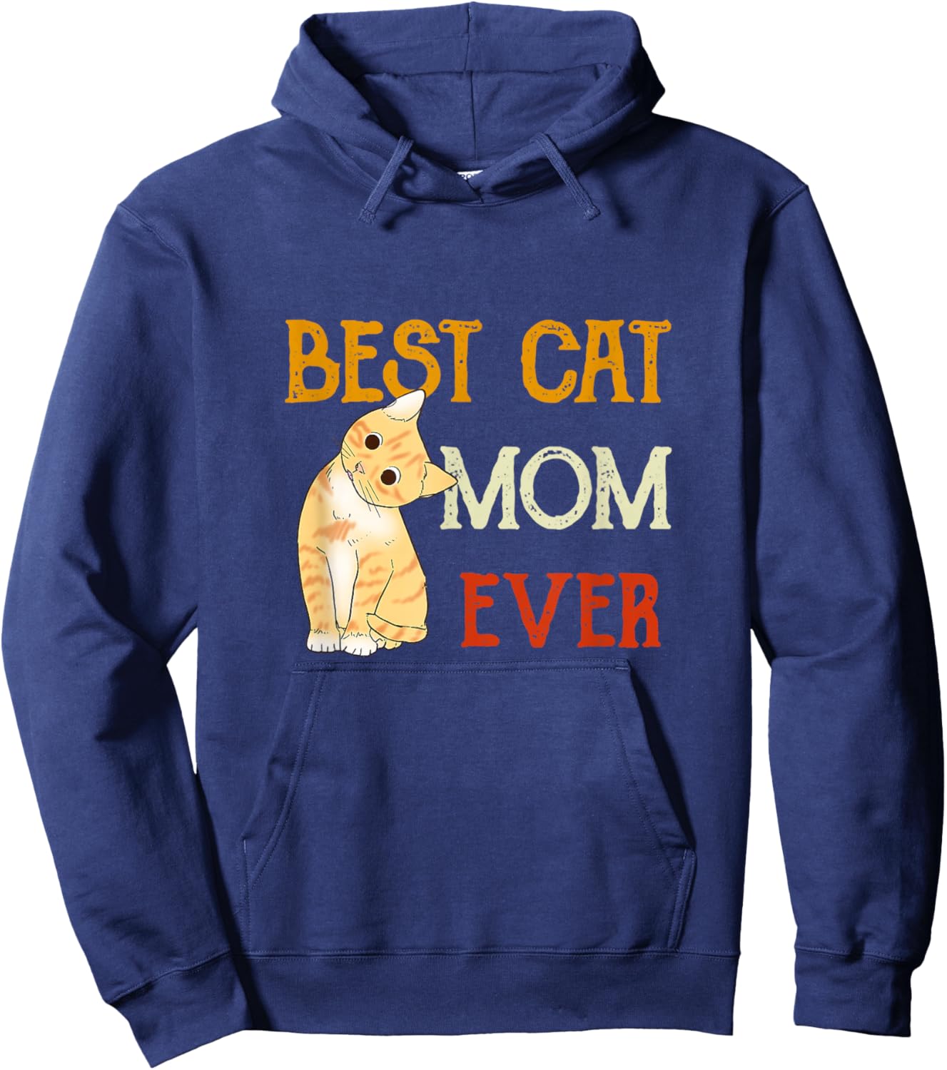 Vintage cat Best cat mom Ever Meow with My cat Funny Kitty Hoodie - Hoodie | Navy