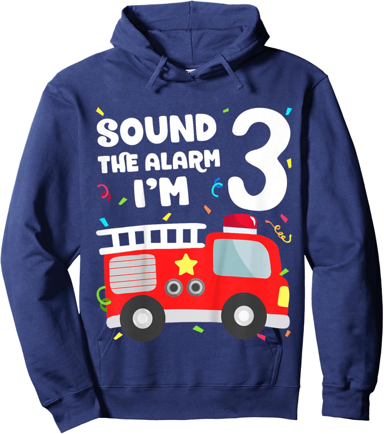 Kids Fire Truck 3rd Birthday Toddler Boy Firefighter 3 Year Old Hoodie - Hoodie | Navy