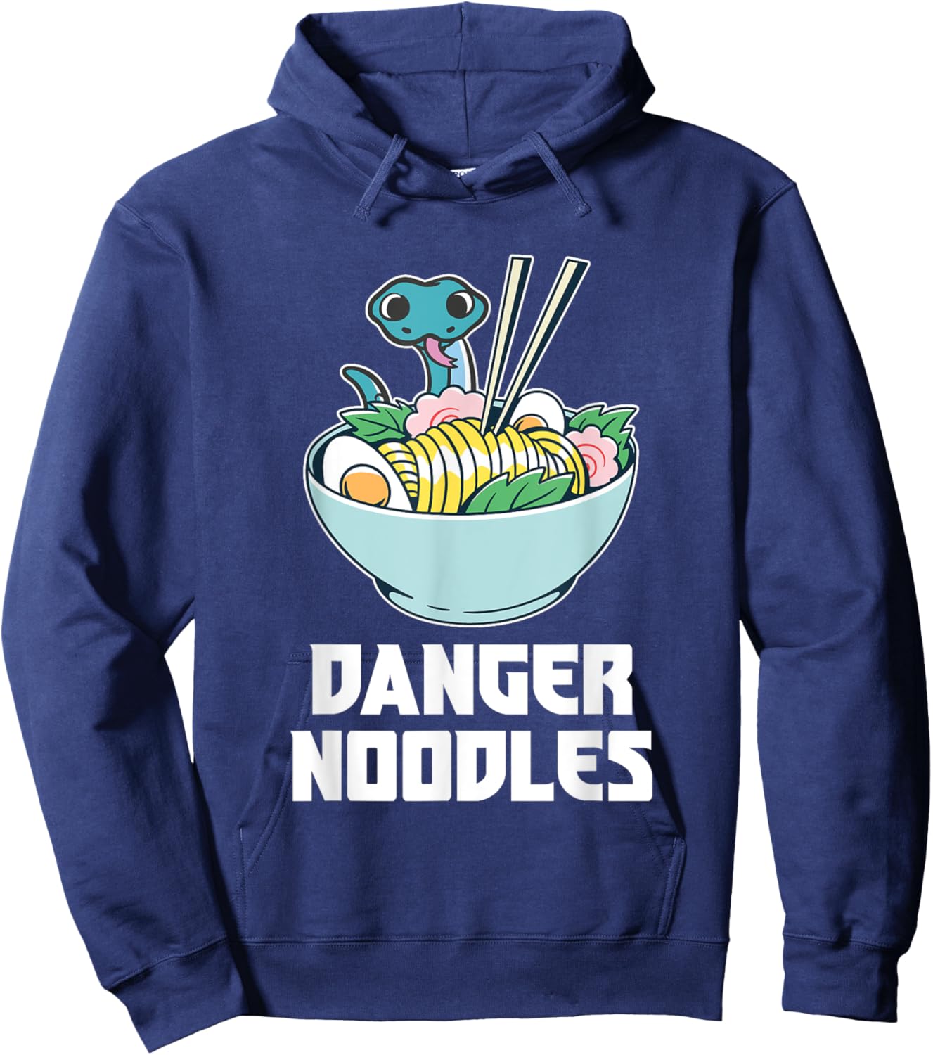 Danger Noodles, Snake Kawaii Anime Funny Ramen Soup Snakes Hoodie - Hoodie | Navy