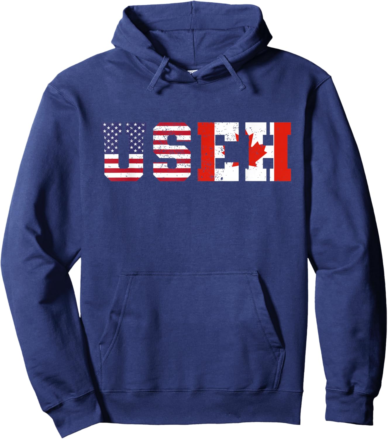 Vintage USA Canada USEH Happy Canada Day 4th Of July Hoodie - Hoodie | Navy