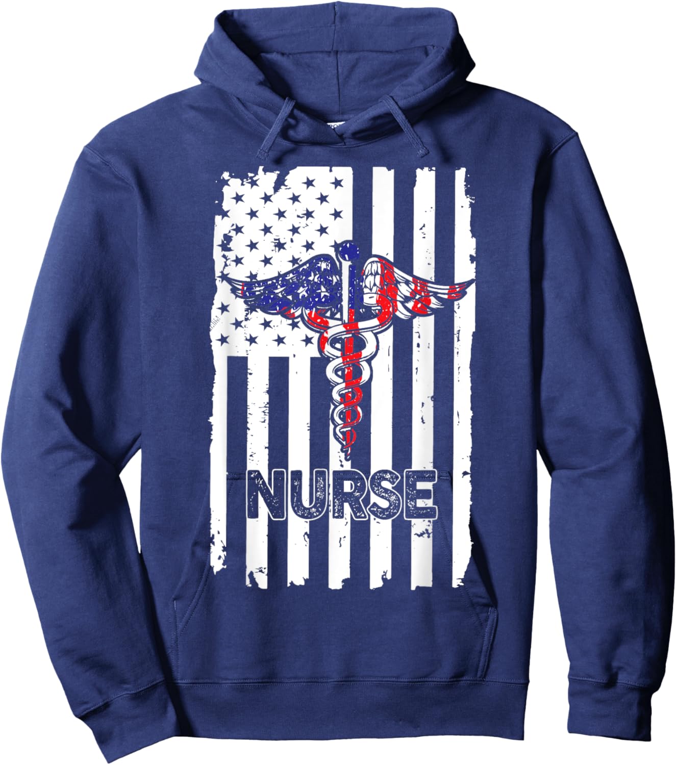 Nurse 365 Nurse American US Flag Hoodie - Hoodie | Navy