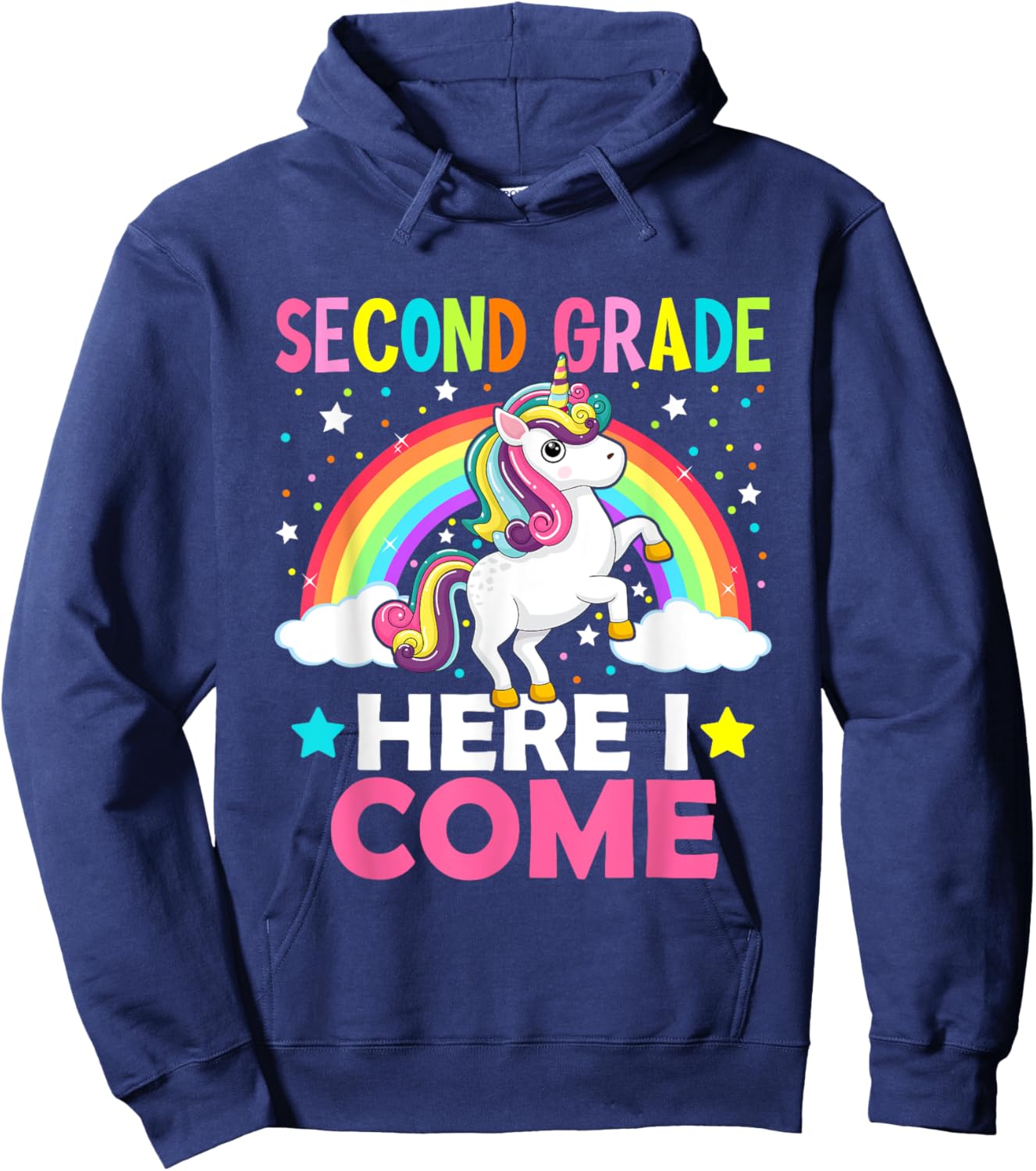 Second Grade Here I Come Unicorn Back To School 2nd Graders Hoodie - Hoodie | Navy
