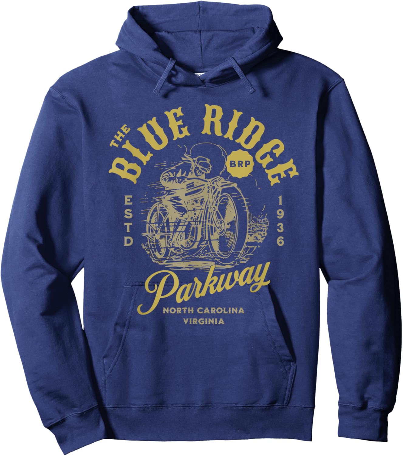 Blue Ridge Parkway Vintage Motorcycle Design Hoodie - Hoodie | Navy