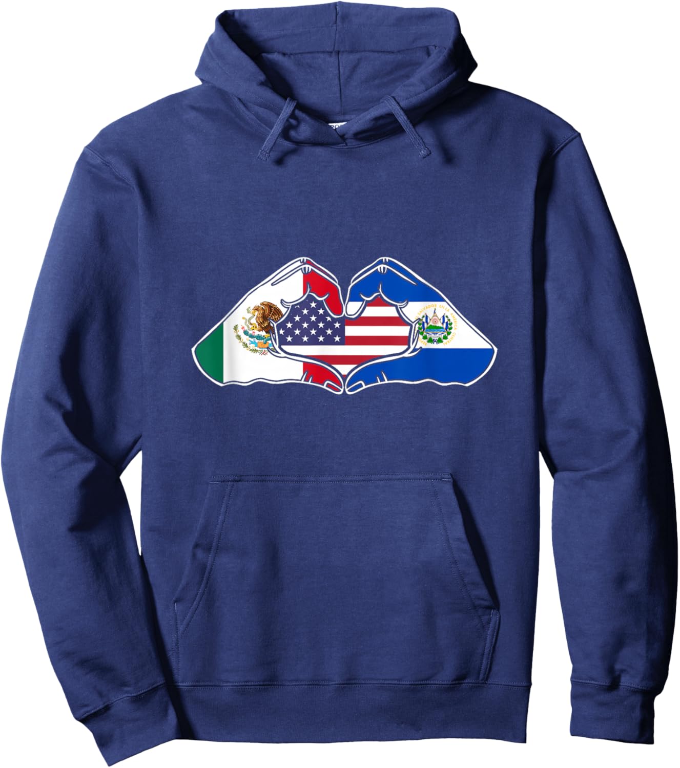Heart Hands Mexico, El Salvador and The USA. Hoodie - Hoodie | Navy