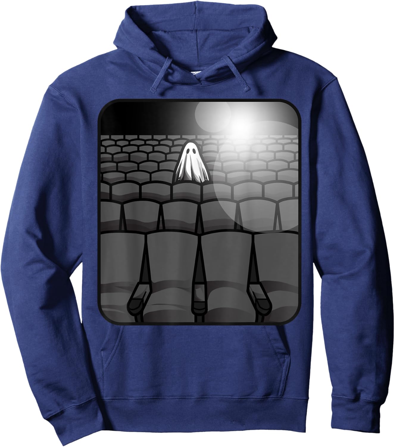 Sheet Ghost Haunted Movie Theater Sad Spooky Theatre Movies Hoodie - Hoodie | Navy