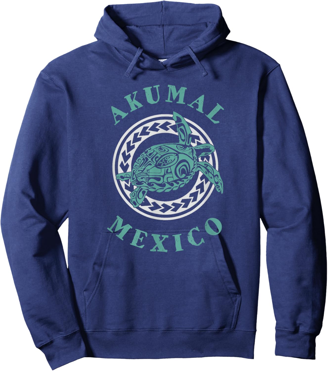 Akumal Mexico Tribal Tattoo Sea Turtle Hoodie - Hoodie | Navy