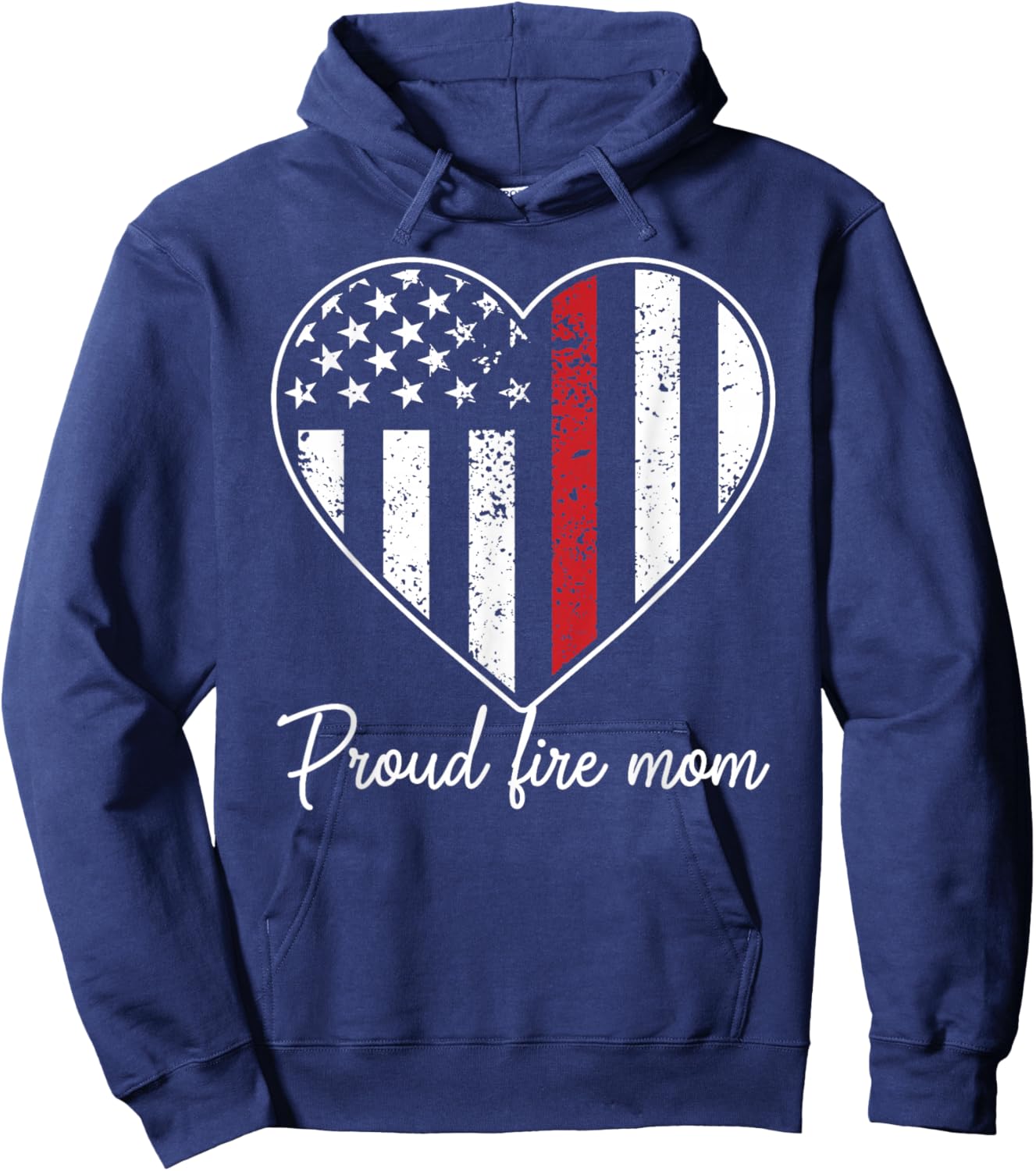 Proud Fire Mom Of A Firefighter Mother Heart Hoodie - Hoodie | Navy