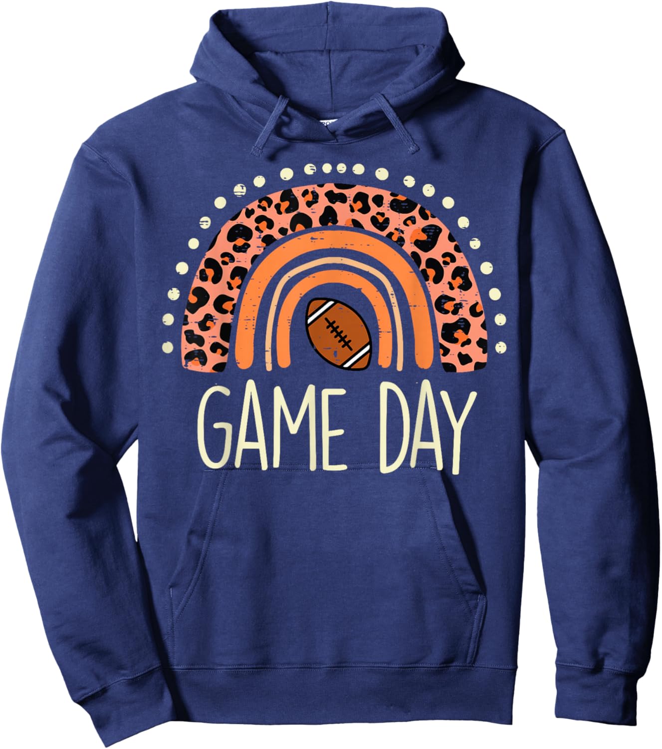 Leopard Rainbow American Football Game Day Sport Women Girls Hoodie - Hoodie | Navy