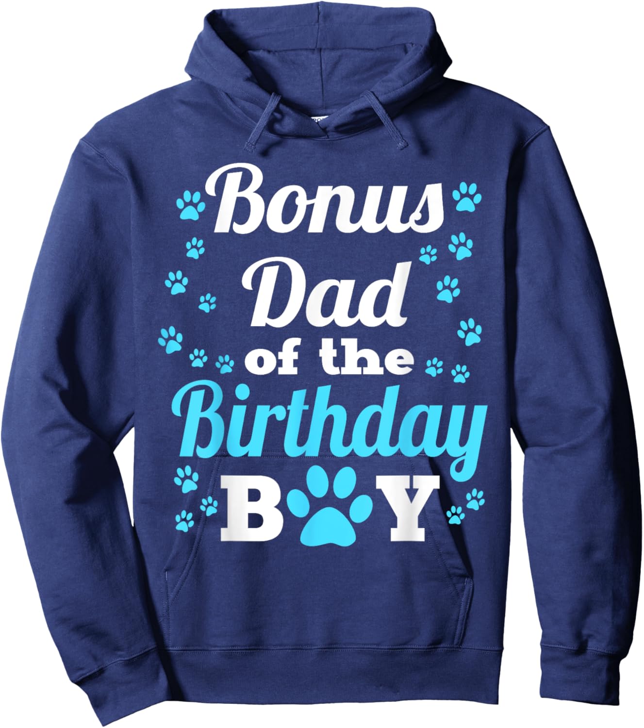 Bonus Dad Of The Birthday Boy Dog Paw Bday Party Hoodie - Hoodie | Navy
