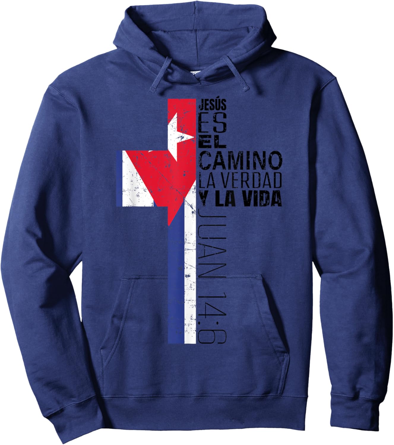 Christian Spanish Gifts Men Women Jesus Juan 14:6 Cuban Flag Hoodie - Hoodie | Navy