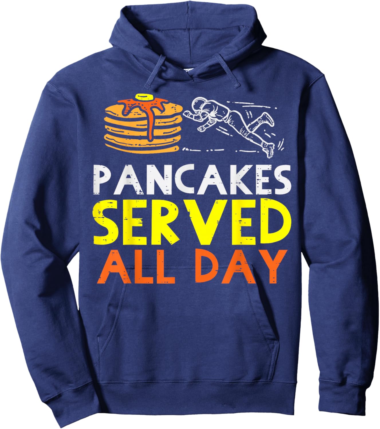 Pancakes Served American Football Funny Offensive Lineman Hoodie - Hoodie | Navy