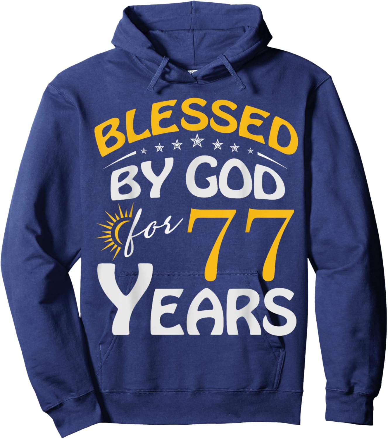 Vintage Blessed by God For 77 Years Old Happy 77th Birthday Hoodie - Hoodie | Navy