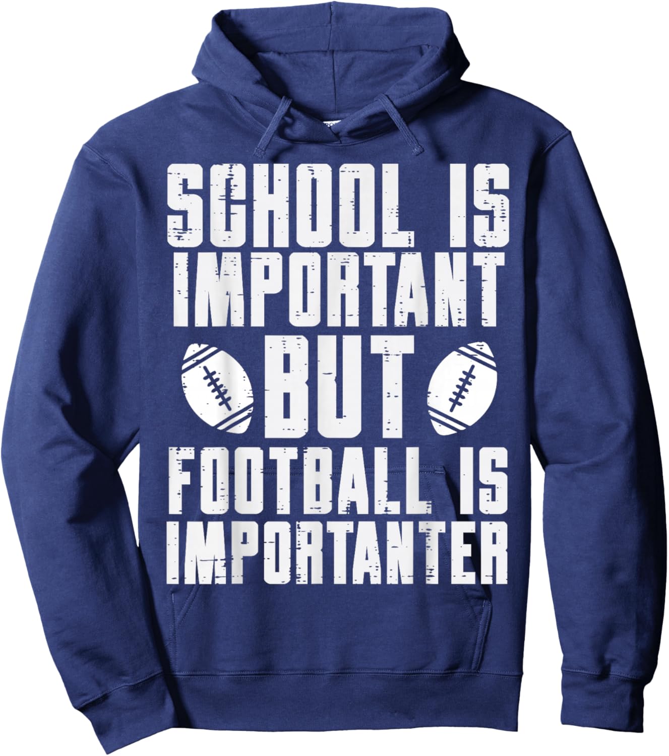 School Is Important American Football Funny Player Boys Hoodie - Hoodie | Navy