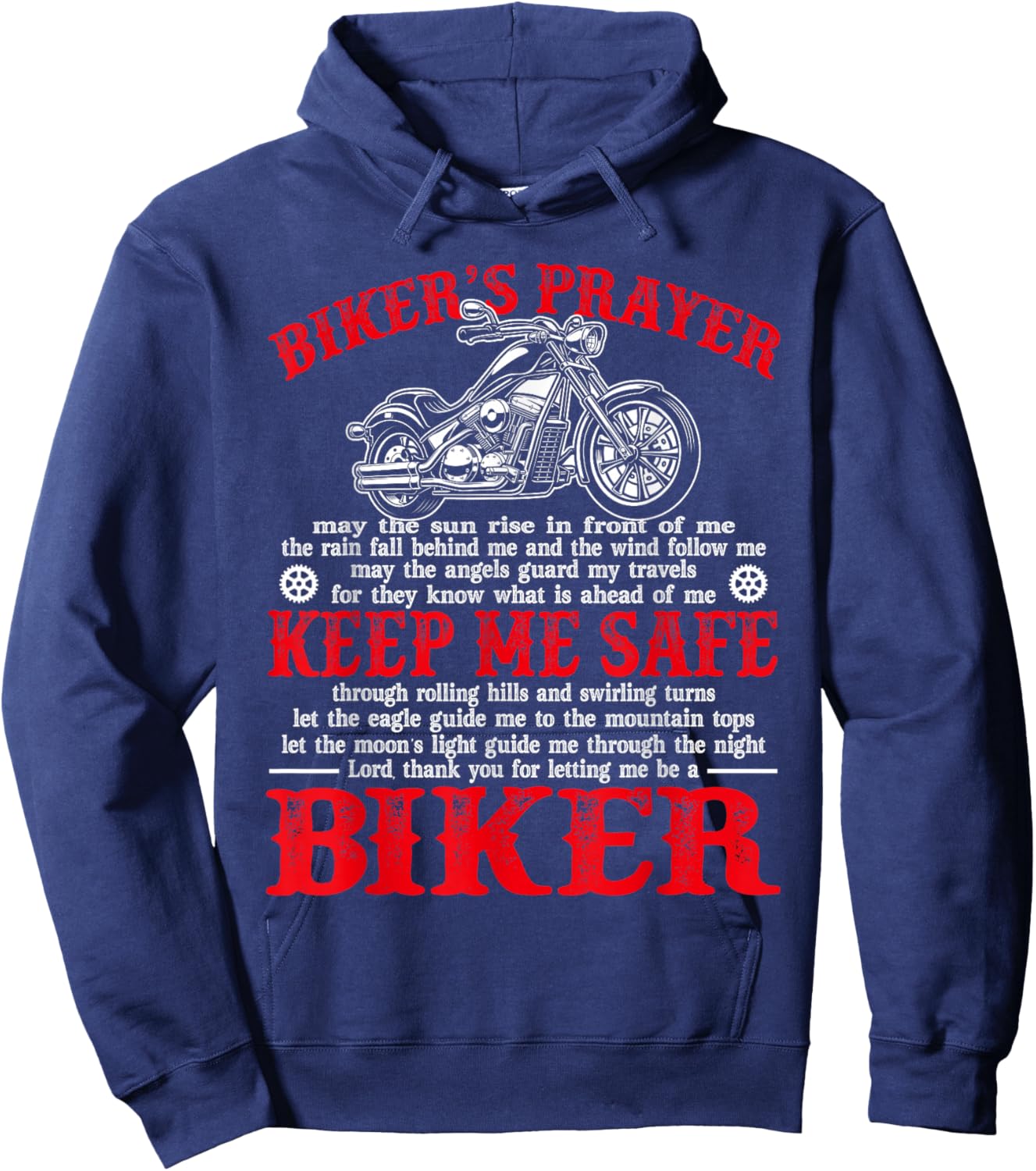 Biker's Prayer Vintage Motorcycle Biker Biking Motorcycling Hoodie - Hoodie | Navy