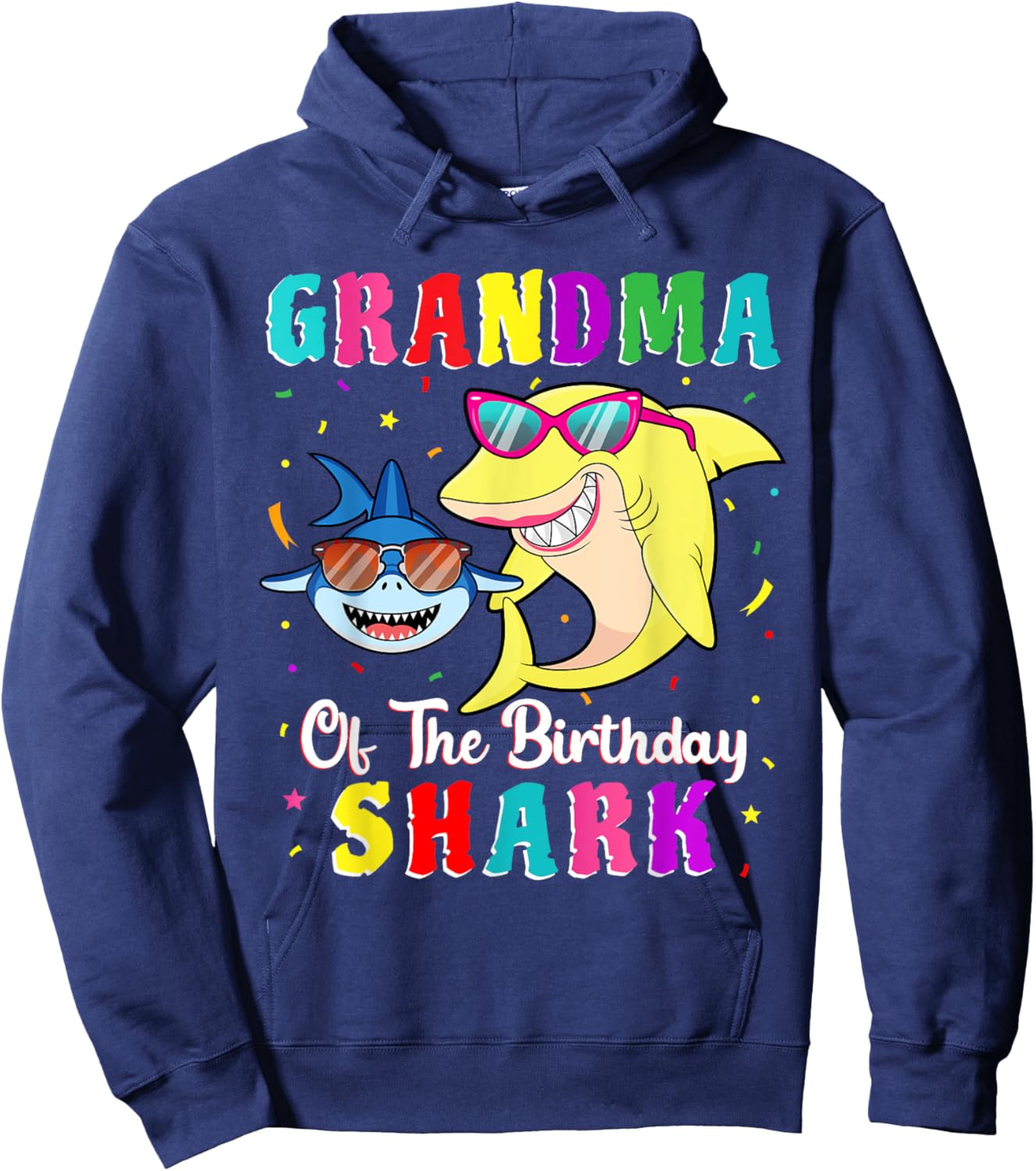 Grandma Of The Shark Birthday Family Birthday Grandson Hoodie - Hoodie | Navy