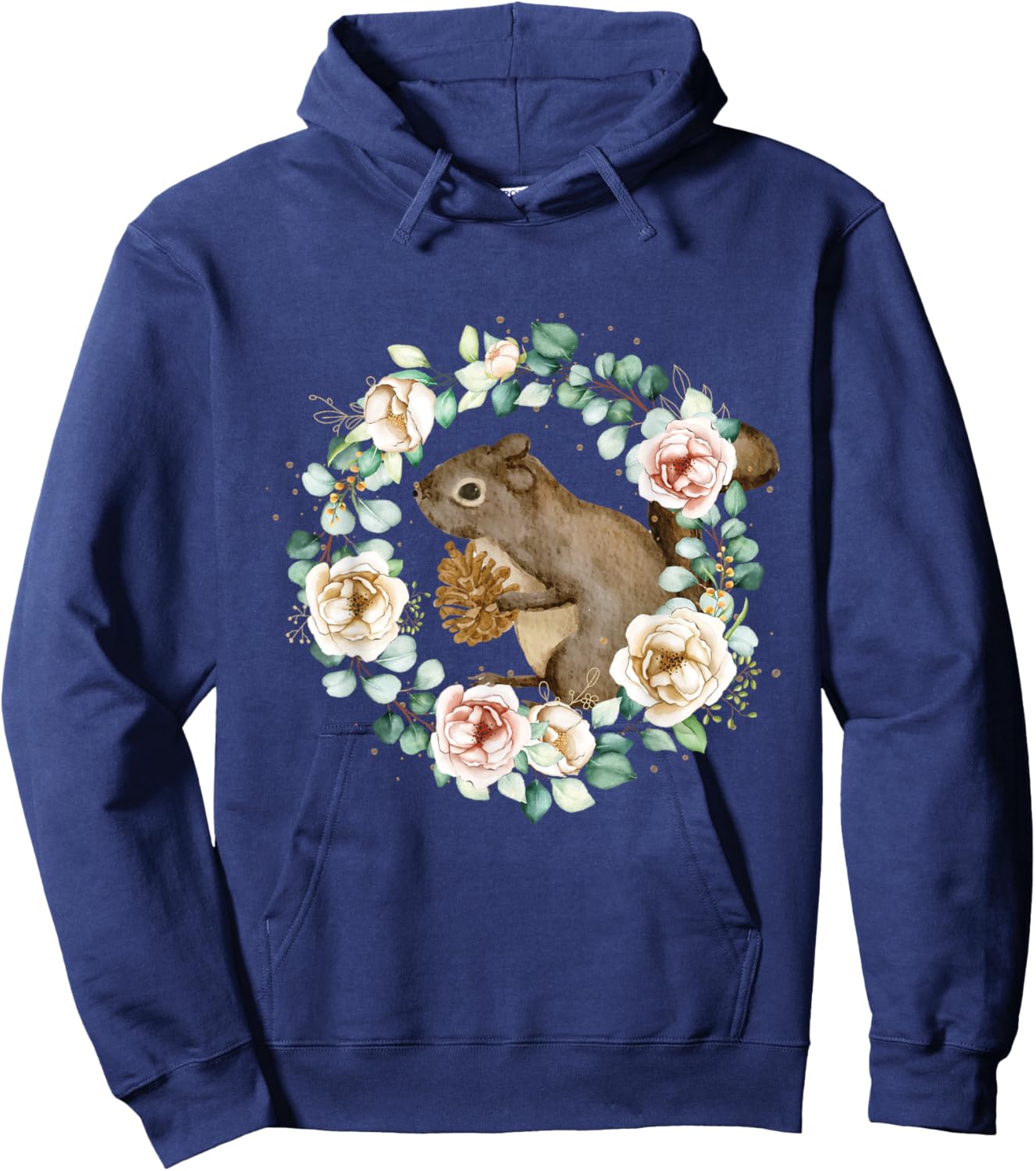 Squirrel Floral - Squirrel Lover Animal Lover Hoodie - Hoodie | Navy