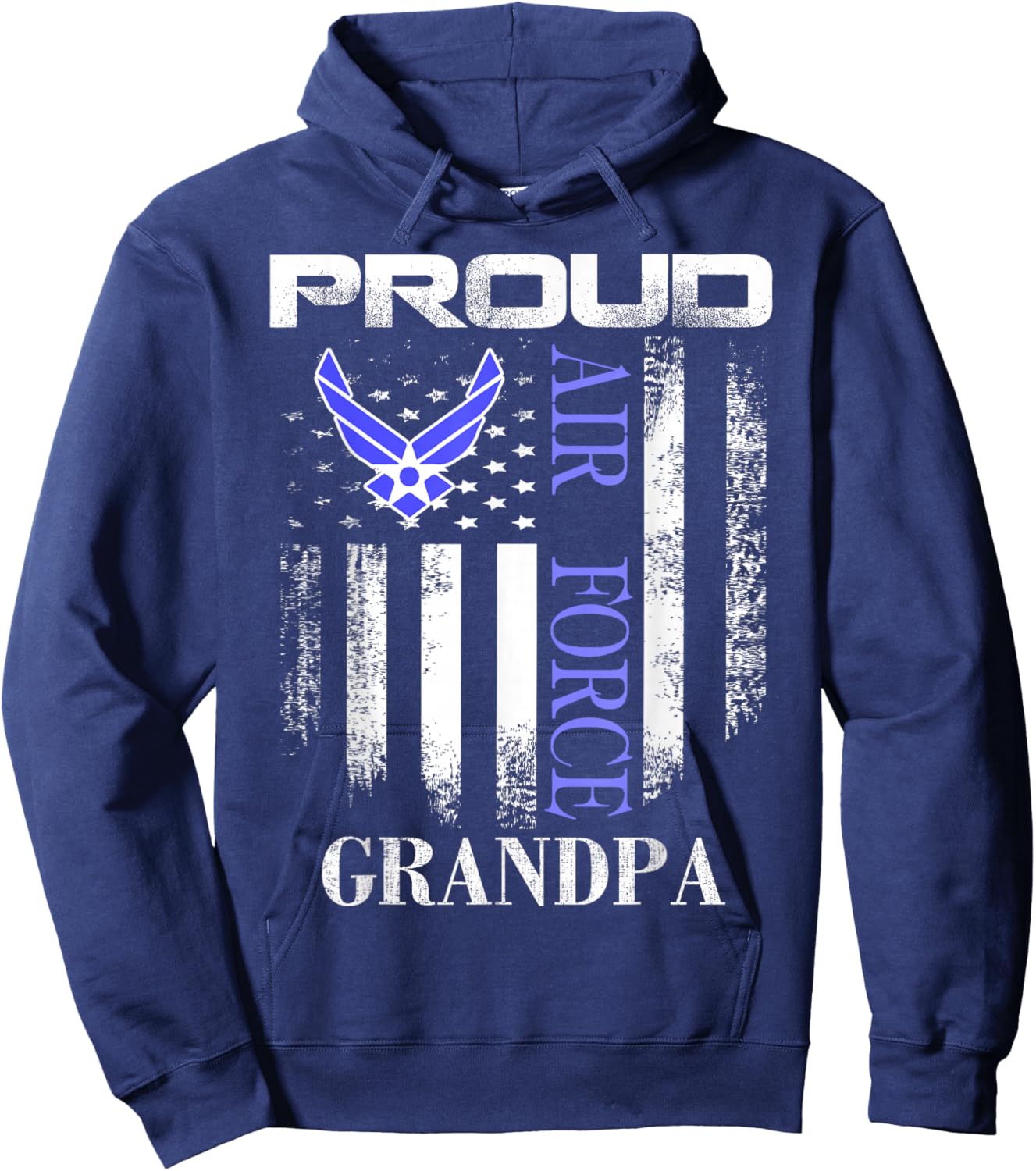 Vintage Proud Air Force Grandpa With American Flag Gift Hoodie - Hoodie | Navy