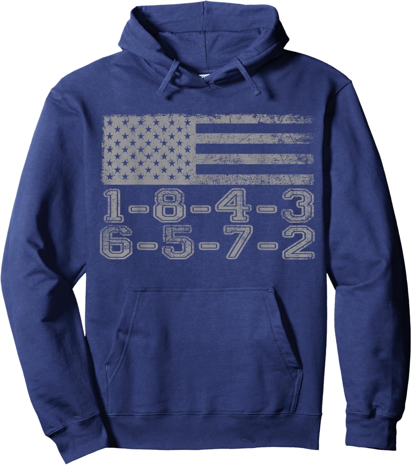USA Flag 18436572 Firing Order Small Block Engine V8 Block Hoodie - Hoodie | Navy