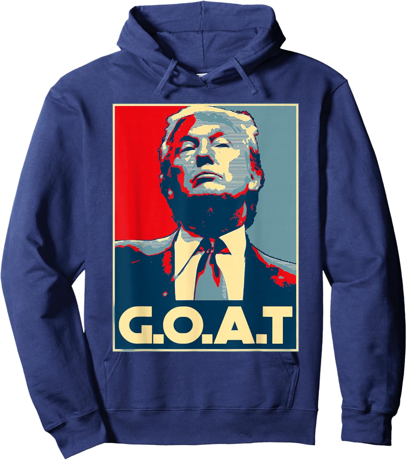 Trump Goat Middle Finger Election 2024 Republican Poster Hoodie - Hoodie | Navy