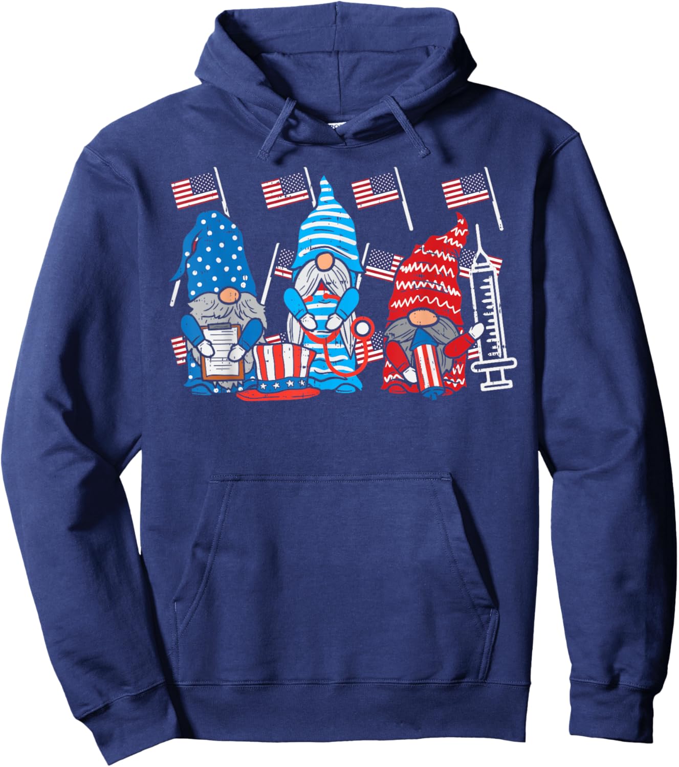 American Gnomes Nurse 4th Of July Scrub Top Patriot Women Hoodie - Hoodie | Navy