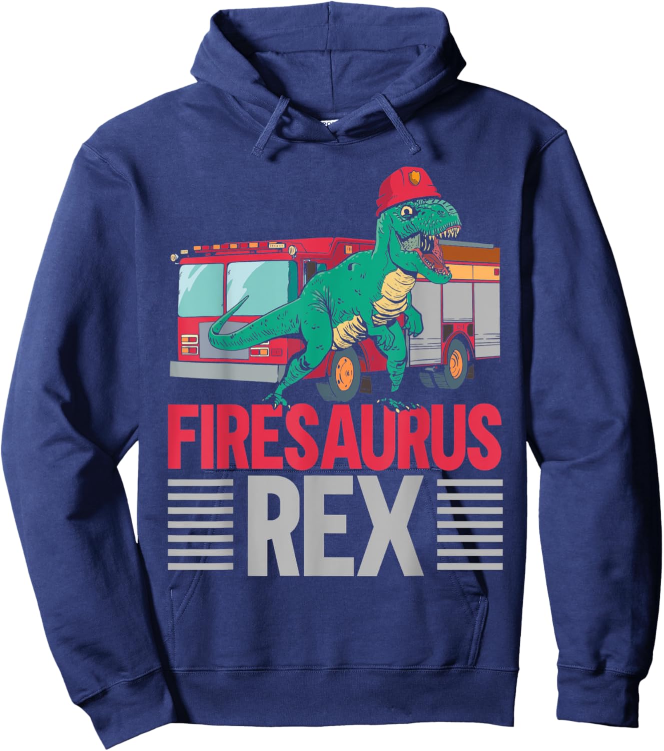 Firesaurus Rex Firefighting Fireman Firefighter Dinosaur Hoodie - Hoodie | Navy
