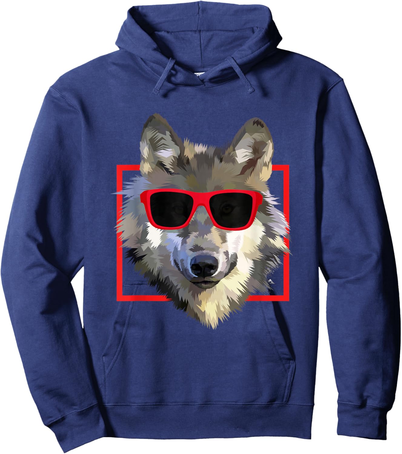Wolves Animal Wolf in Cool Sunglass Frame Funny Gift Hoodie - Hoodie | Navy