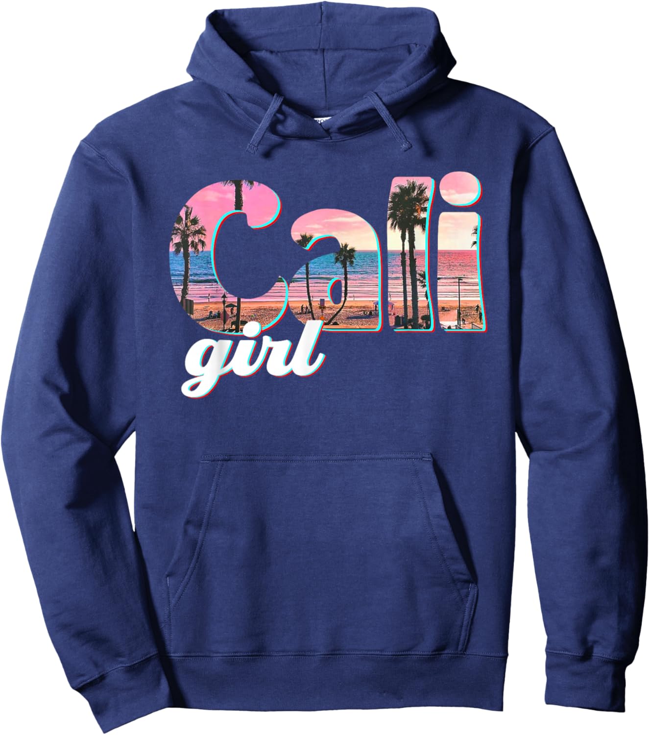 Cali Girl Sunset Beach California Summer Retro Women's Gift Hoodie - Hoodie | Navy