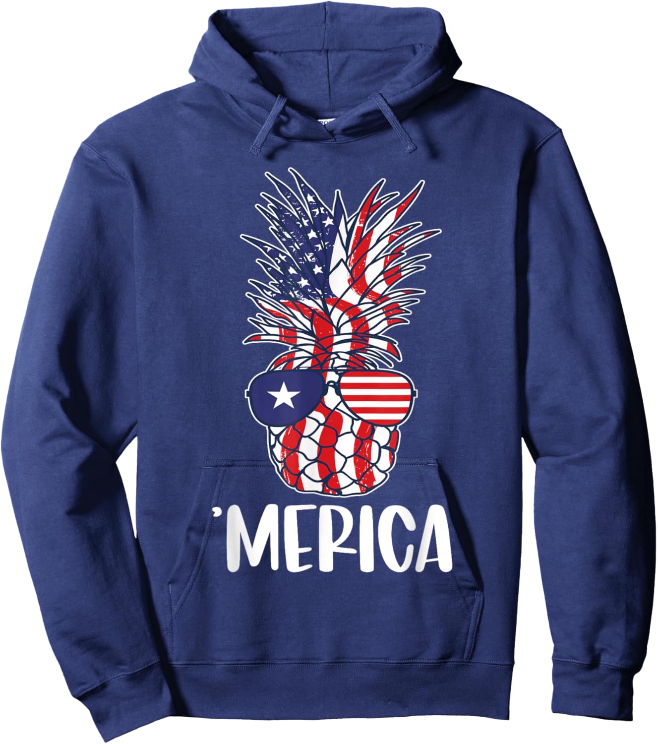 Pineapple Sunglasses 4th Of July Patriotic Pineapple Kids Men Hoodie - Hoodie | Navy