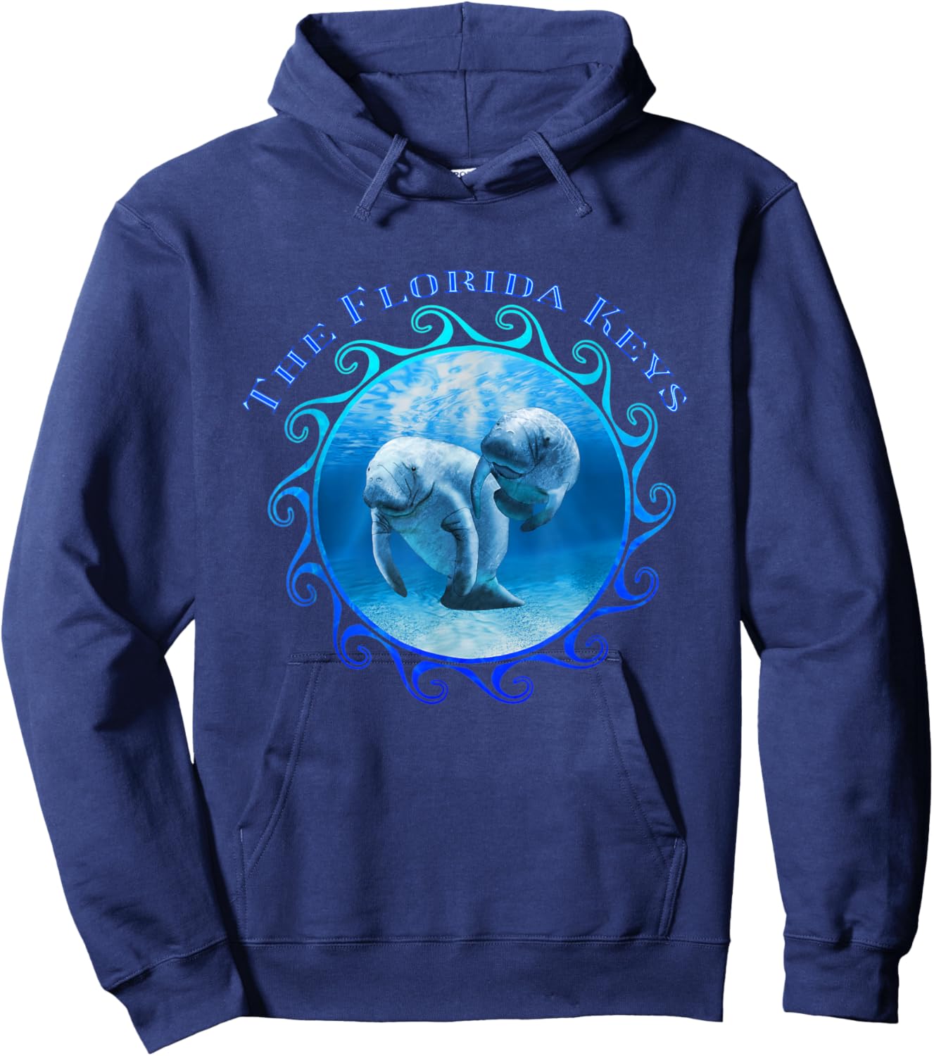 The Florida Keys Florida Vacation Swimming Manatees Hoodie - Hoodie | Navy
