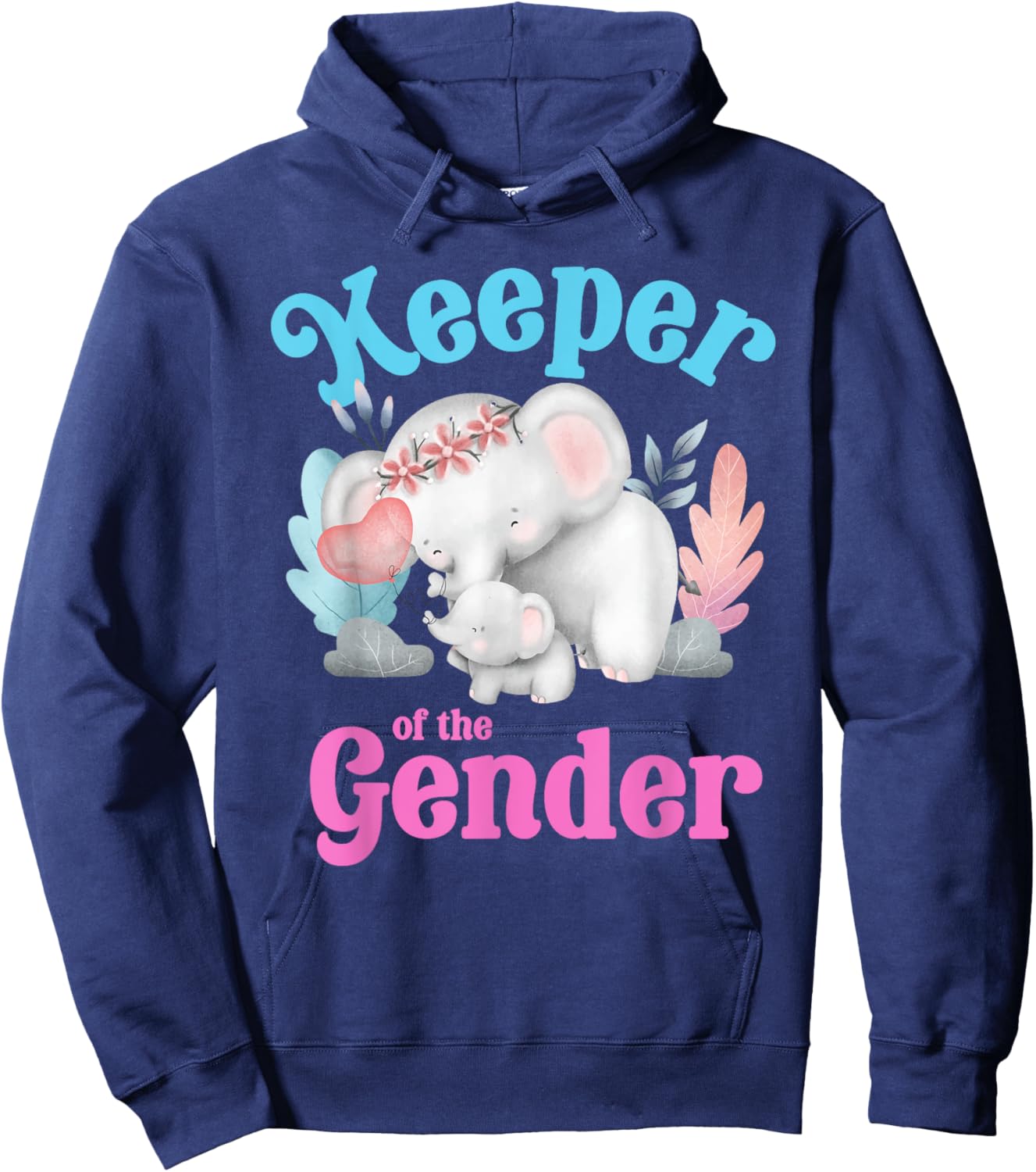 Cute Baby Elephant Keeper of Gender - baby reveal party idea Hoodie - Hoodie | Navy