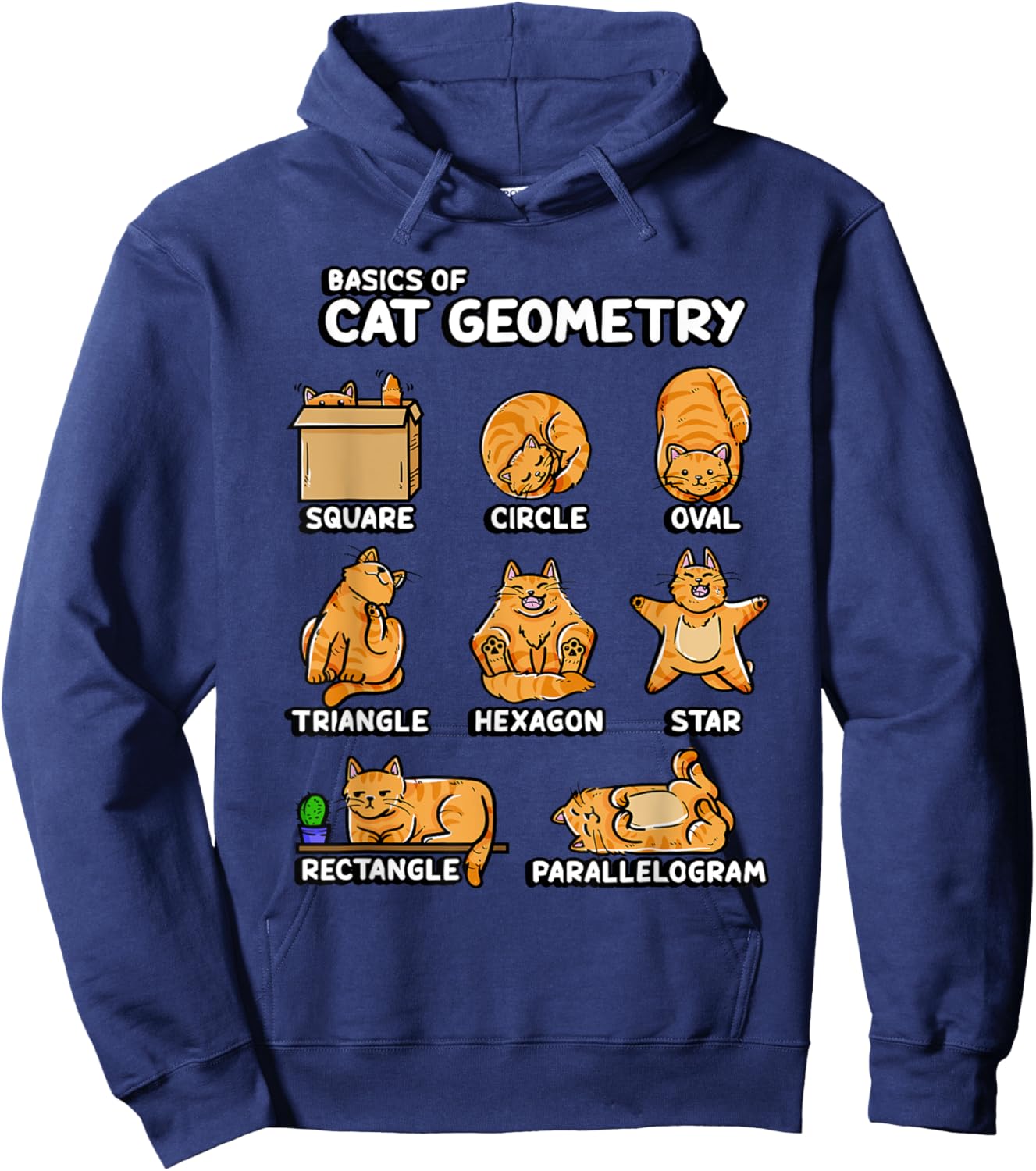 Basic Cat Geometry Cute Cat Cat Lover Cat Owner math school Hoodie - Hoodie | Navy