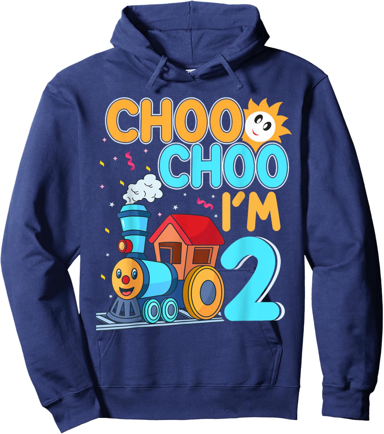 Kids Train Choo Choo I'm 2 Year Old Toddler 2nd Birthday Hoodie - Hoodie | Navy