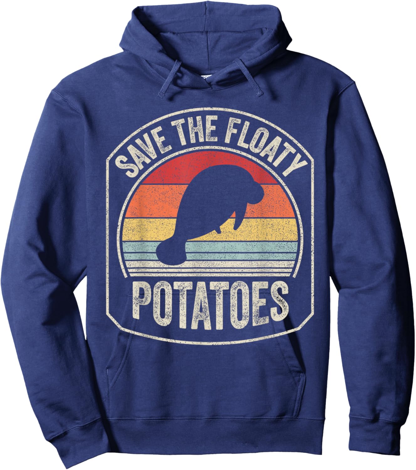 Vintage Retro Save The Floaty Potatoes Manatees Hoodie - Hoodie | Navy
