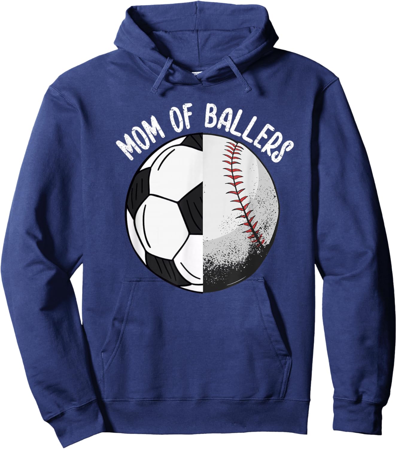 Mom of Ballers Soccer Baseball Mama Hoodie - Hoodie | Navy