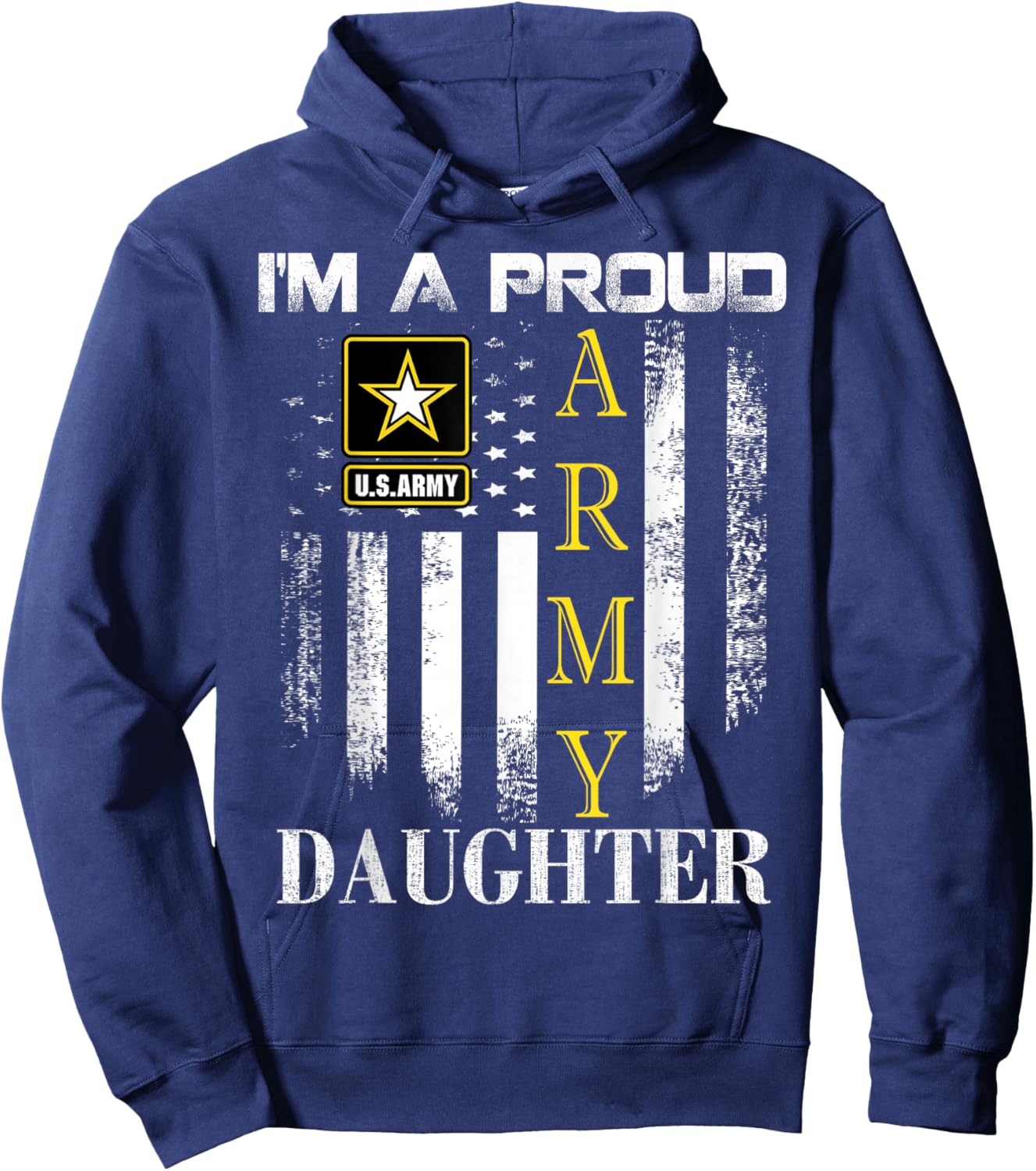 Vintage I'm A Proud Army Daughter With American Flag Gift Hoodie - Hoodie | Navy