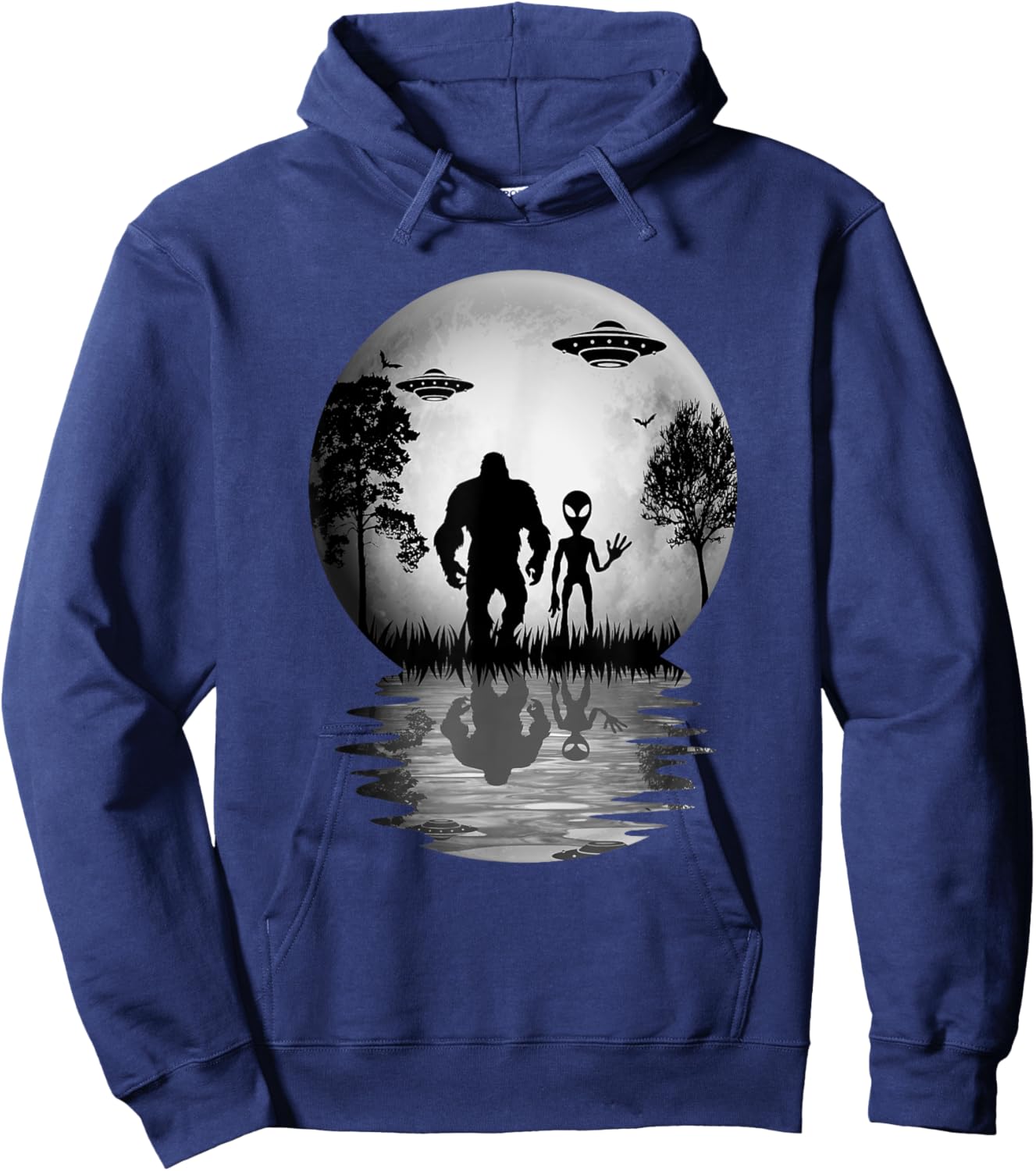 Funny Alien Bigfoot Moon Sasquatch UFO For Boys Hoodie - Hoodie | Navy