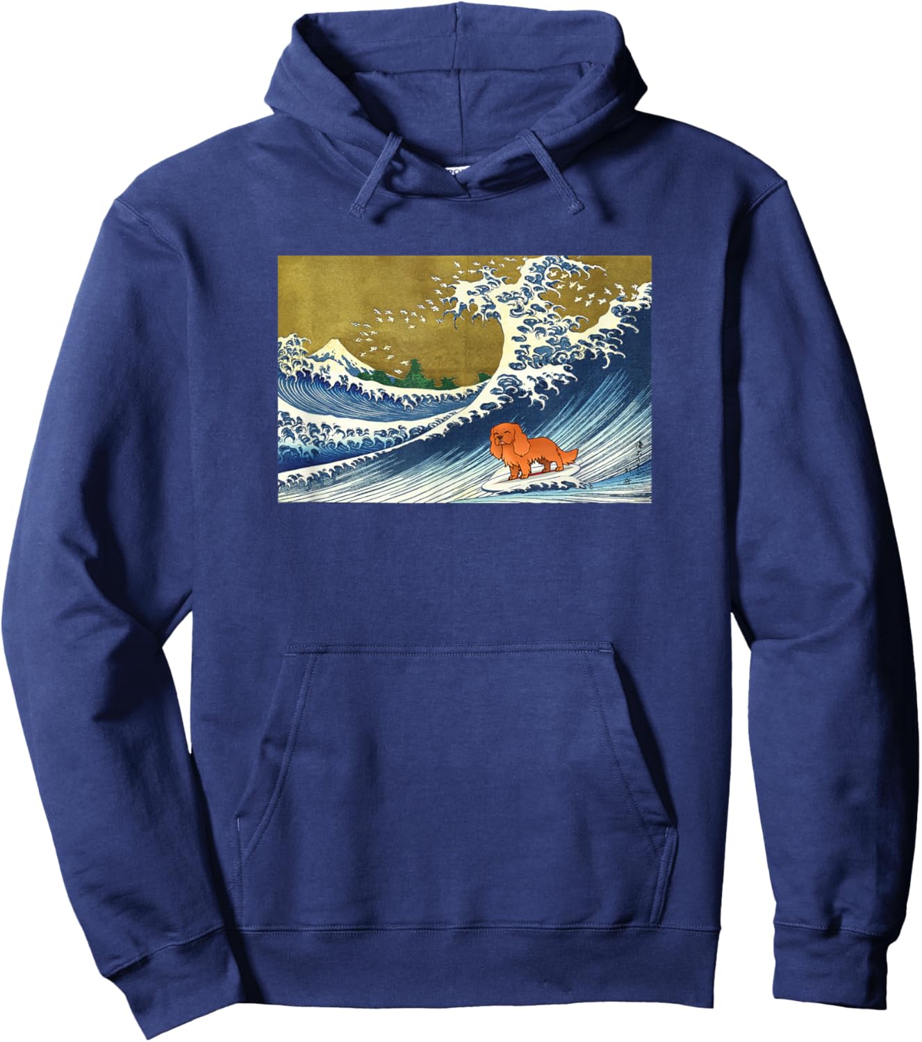Retro Vintage Surfing Ruby Cavalier King Charles Dog Lover Hoodie - Hoodie | Navy