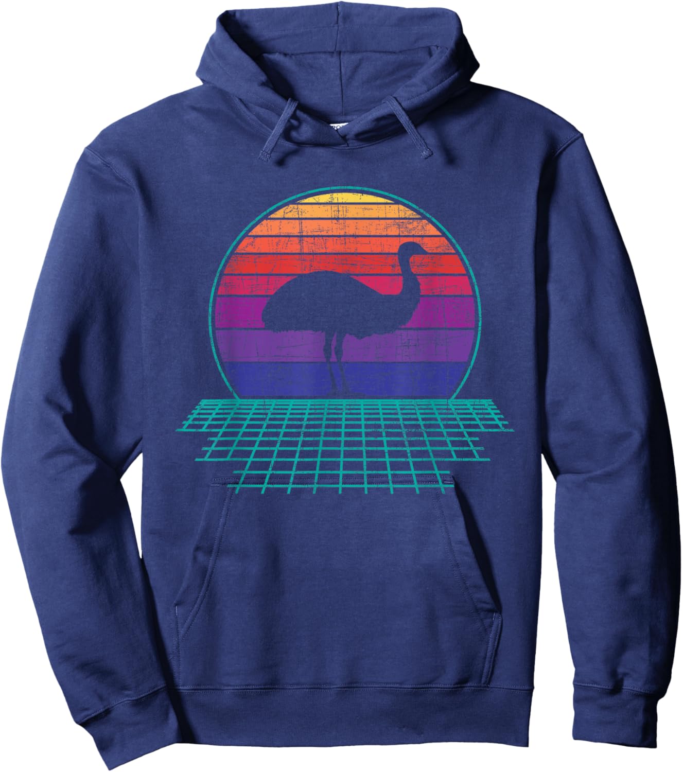 Emu Retro Vintage - Animal Lover Zookeeper Ornithologist Hoodie - Hoodie | Navy